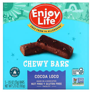 Enjoy Life Foods, Chewy Bars, Cocoa Loco, 5 Bars, 1.15 oz (33 g) Each