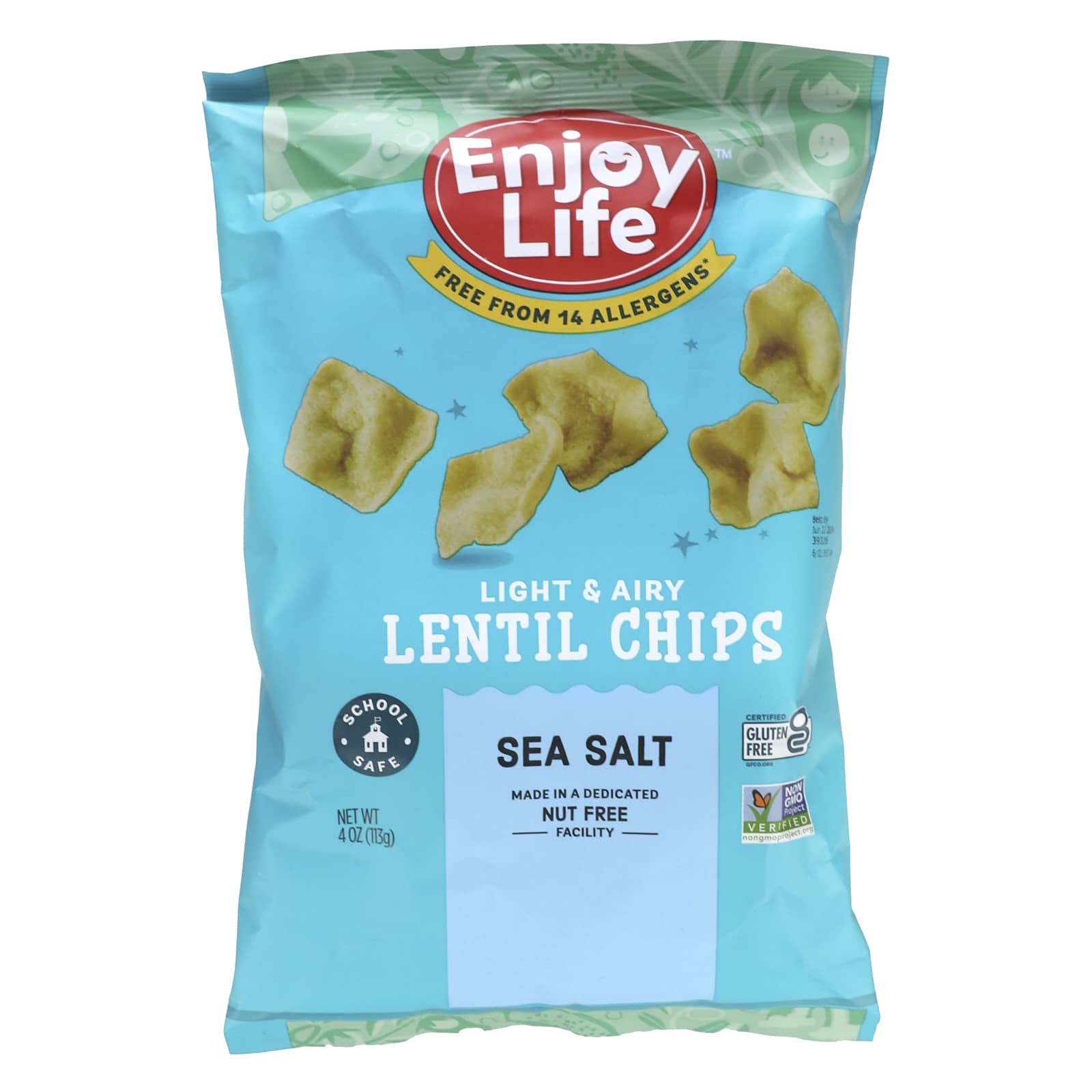 Enjoy Life Foods, Light & Airy Lentil Chips, Sea Salt, 4 Oz (113 G)