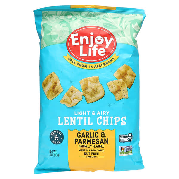 Enjoy Life Foods, ライト＆エアリーレンズ豆チップス、ガーリック＆パルメザン味、113g（4オンス）