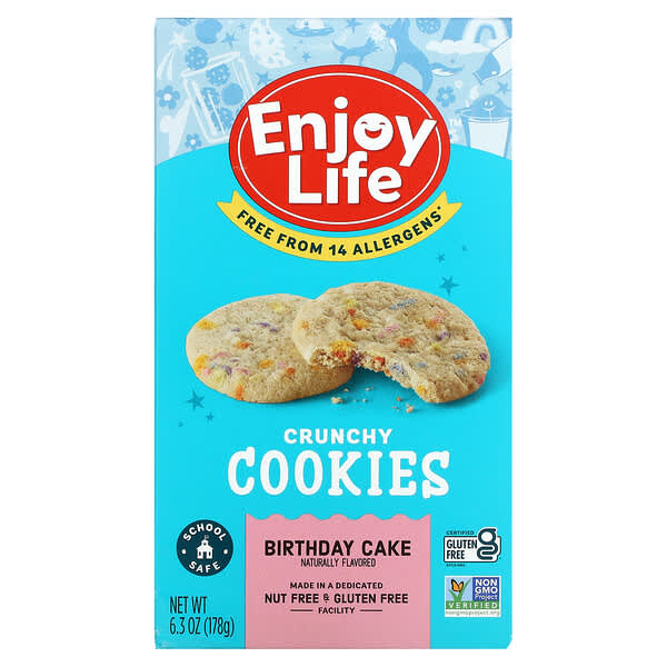 Enjoy Life Foods, Crunchy Cookies, Birthday Cake, 6.3 oz (178 g)