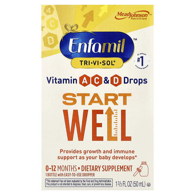 Enfamil, Tri-Vi-Soll®, Vitamins A, C & D Drops, 0-12 Months, Fruit Flavor, 1 2/3 fl oz (50 ml)