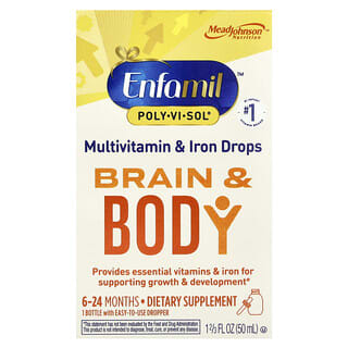 Enfamil, Poly · Vi · Sol®, Brain & Body, мультивитамины и железо, капли, от 6 до 24 месяцев, 50 мл (1 2/3 жидк. унц.)