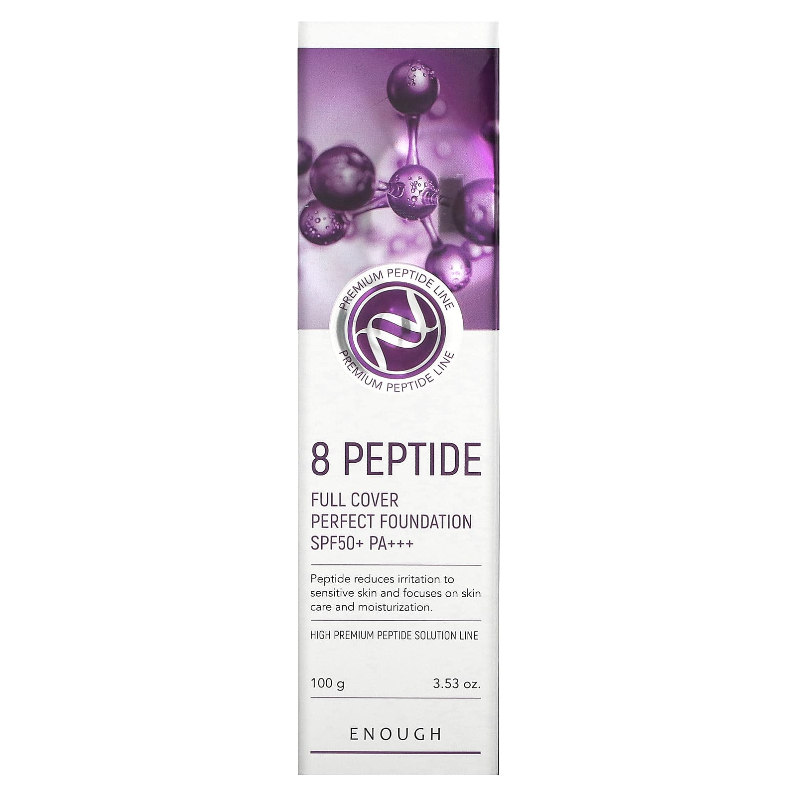 Enough, 8 Peptide, Full Cover Perfect Foundation, SPF 50+ PA+++, #23, 3 ...