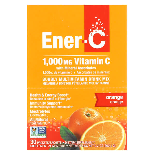 Ener-C (إينير- سي)‏, فيتامين جـ، مزيج شراب متعدد الفيتامينات بالبرتقال، 1,000 ملجم، 30 كيس، 0.3 أونصة (8.67 جم) لكل كيس