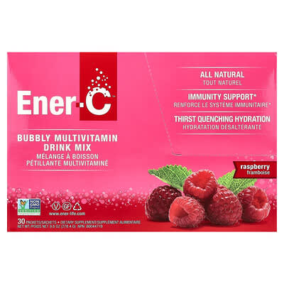 Ener-C, Sparkling Multivitamin Drink Mix, Raspberry, 30 Packets, 0.3 oz (9.28 g) Each