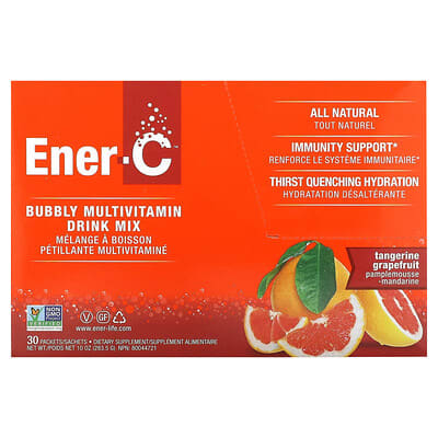 Ener-C, Vitamin C, Sparkling Multivitamin Drink Mix, Orange Grapefruit Flavor, 1,000 mg, 30 Packets