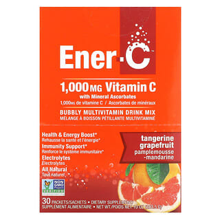 Ener-C, Vitamina C, Mezcla para preparar bebidas multivitamínicas, Mandarina y pomelo, 1000 mg, 30 sobres, 9,45 g (0,3 oz)