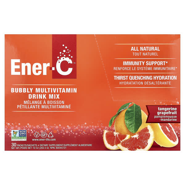 Ener-C, Vitamin C, Bubbly Multivitamin Drink Mix, Tangerine Grapefruit, 1,000 mg, 30 Packets — product photo 1