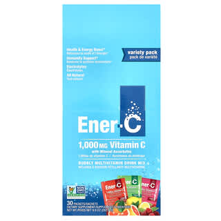 Ener-C, мультивитаминная смесь для приготовления напитка, пенящийся, ассорти вкусов, 1000 мг, 30 пакетиков, 282,9 г (9,9 унции)
