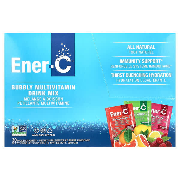 Ener-C, 버블리 종합비타민 드링크 믹스, 버라이어티 팩, 1,000mg, 30팩, 282.9g(9.9oz)