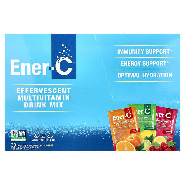 Ener-C, Bubbly Multi-Vitamin Drink Mix, Variety Pack, 1,000 mg, 30 Packets, 9.9 oz (282.9 g) — product photo 1