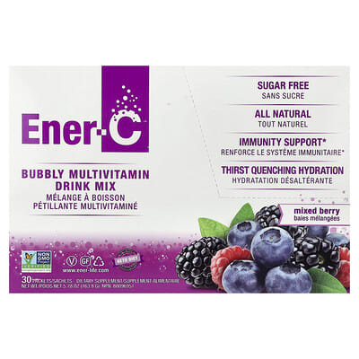 Ener-C, Sparkling Multivitamin Drink Mix, Assorted Berry Flavor, 30 Packets, 0.2 oz (5.46 g) Each