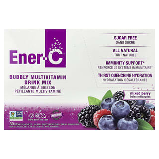 Ener-C, Mezcla para preparar bebidas multivitamínicas burbujeantes, Bayas mixtas, 30 sobres, 5,46 g (0,2 oz) cada uno
