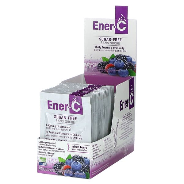 Ener-C‏, فيتامين ج، مزيج شراب متعدد الفيتامينات، خالٍ من السكر، مزيج التوت، 1,000 ملجم، 30 كيسًا، 0.2 أونصة (5.46 جم) لكل كيس