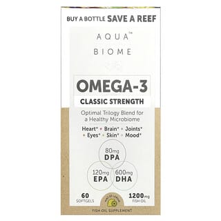 Enzymedica, Aqua™ Biome, Omega-3, Classic Strength, Lemon, 1,200 mg, 60 Softgels (600 mg per Softgel)