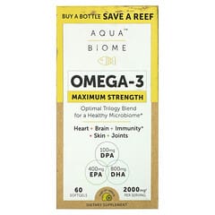 Aqua Biome Omega 3 Maximum Strength Lemon 2 000 mg 60 Softgels 1 000 mg per Softgel