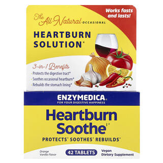 Enzymedica, Heartburn Soothe, Orange Vanilla, 42 Tablets