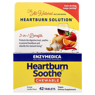 Enzymedica, Heartburn Soothe Chewable, Orange Vanilla, 42 Tablets