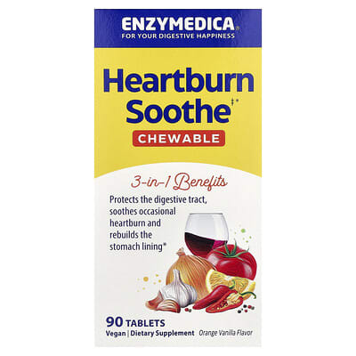 Enzymedica, Heartburn Relief, Vanilla Orange, 90 Tablets