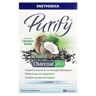 Enzymedica, Purify, Carvão Ativado Plus, 60 Cápsulas