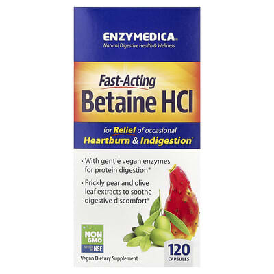 Enzymedica, Fast-Acting Betaine HCl, 120 Capsules