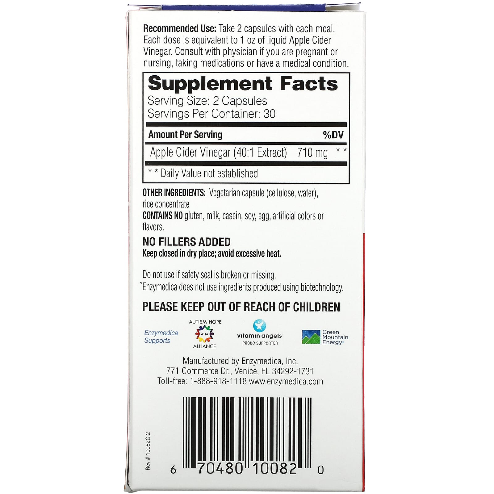 Enzymedica, Apple Cider Vinegar with 