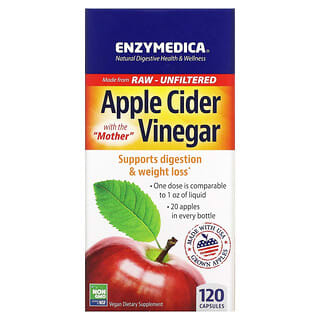 Enzymedica, Vinagre de sidra de manzana con la madre, 120 cápsulas