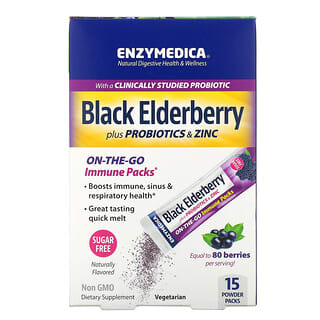 Enzymedica, Saúco negro más probióticos y zinc, 15 paquetes en polvo  
