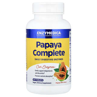 Enzymedica, Papája kompletní, papája máta, 240 tablet