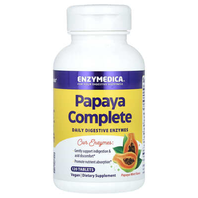 Enzymedica, Whole Papaya, Papaya Mint, 120 Tablets