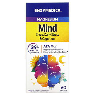 Enzymedica, マグネシウム、マインド、60粒