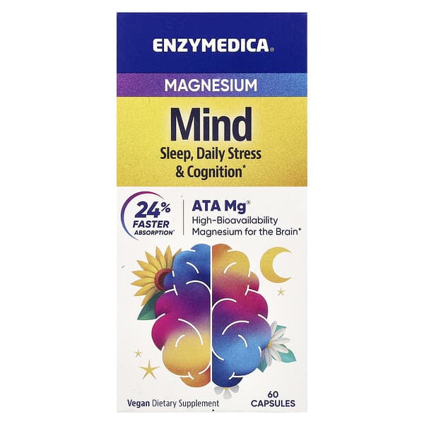 Enzymedica Magnesium, Mind, 60 Capsules (350 mg per Capsule)
