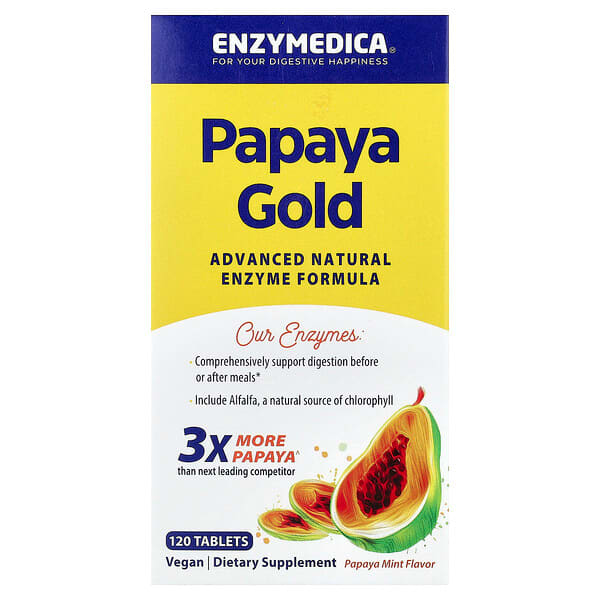 Enzymedica, Papaya Gold, Papaya Mint, 120 Tablets — product photo 1