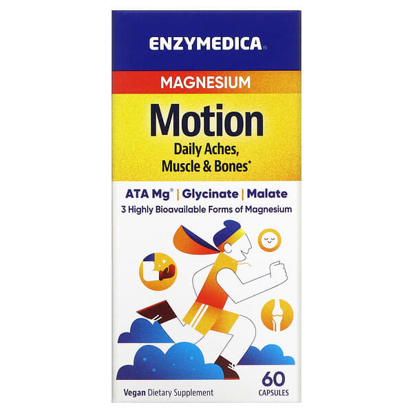 Enzymedica‏, מגנזיום, לשיפור התנועה, 60 כמוסות