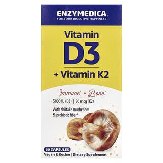 Enzymedica, витамин D3 с витамином K2, 60 капсул