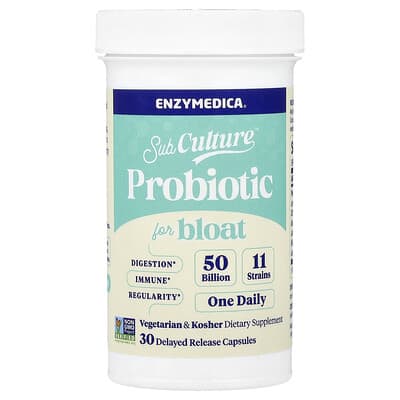 Enzymedica, SubCulture™ Bloating Relief Probiotic, 50 Billion, 30 Extended-Release Capsules