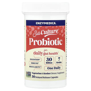 Enzymedica, Sub Culture™ probiotika for daglig tarmhelse, 30 milliarder, 30 kapsler med forsinket frigivelse