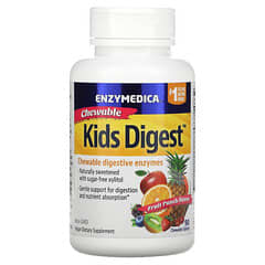 Enzymedica, Kids Digest（キッズダイジェスト）、チュアブル、消化酵素、フルーツポンチ、チュアブルタブレット90粒