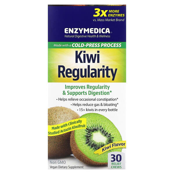 Enzymedica, Kiwi Regularity、キウイ味、チュアブルサプリメント30粒