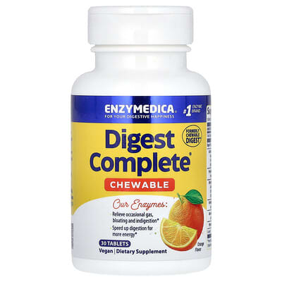 Enzymedica, Complete Digestive Chewable Tablets, Orange Flavor, 30 Tablets