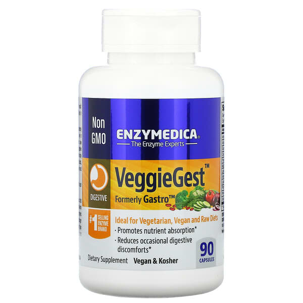 Enzymedica, VeggieGest (anteriormente Gastro), 90 cápsulas