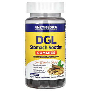 Enzymedica, DGL, жевательные таблетки для успокоения желудка, со вкусом немецкого шоколада, 74 жевательные таблетки