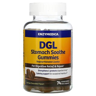 Enzymedica, DGL Gommes apaisées pour l'estomac, Chocolat allemand, 74 Gommes véganes