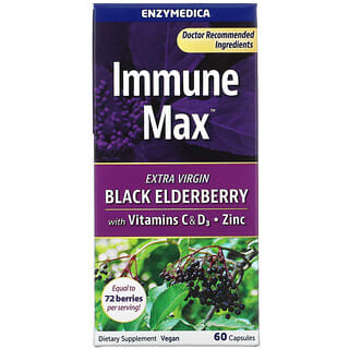 Enzymedica, Immune Max, Black Elderberry with Vitamins C & D3, Zinc, 60 Capsules
