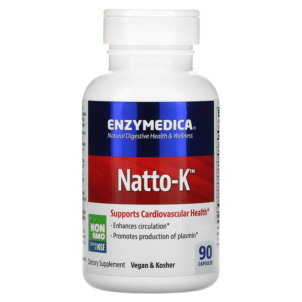 Enzymedica, Natto-K, для сердечно-сосудистой системы, 90 капсул