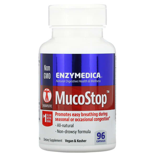 Enzymedica‏, MucoStop, תוסף להקלה על הנשימה, 96 כמוסות