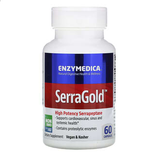 Enzymedica, SerraGold, 高活性セラペプターゼ（Serrapeptase）, 60カプセル