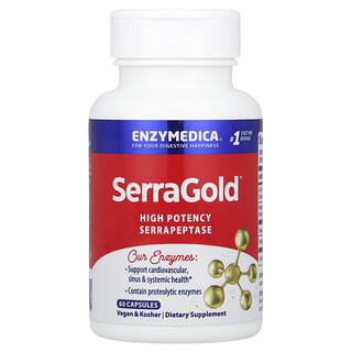 Enzymedica‏, SerraGold®‎, סראפפטאז בעל פוטנטיות גבוהה, 60 כמוסות