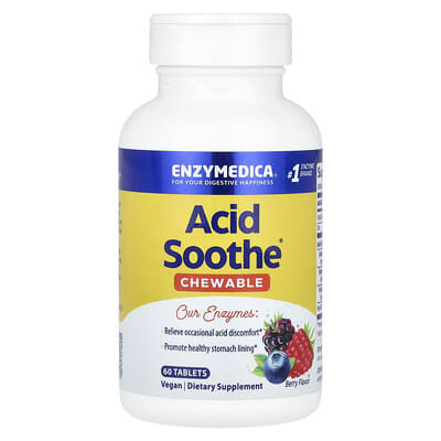 Enzymedica, Acid Soothe® Chewable Tablets, Berry Flavor, 60 Tablets