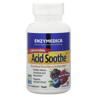 Enzymedica, Chewable Acid Soothe, ягодное средство, 60 жевательных таблеток